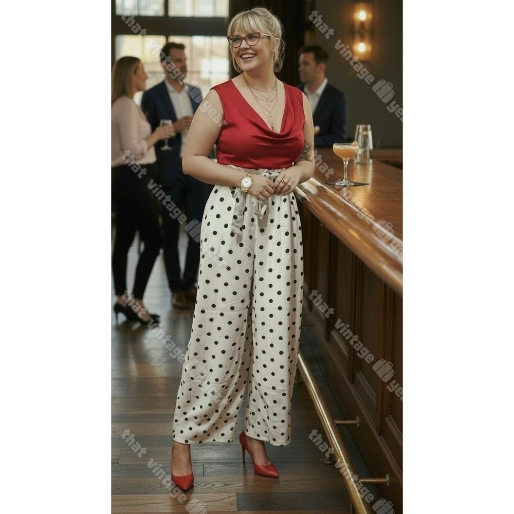 Anthropologie English Factory High Waisted Polka Dot Trousers Pants, Med - Picture 3 of 10